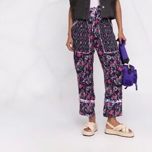 Isabel Marant Étoile Ryama Mix-Print Viscose Chiffon Ankle Trousers EU 38 US 6